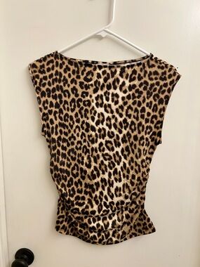 H&M Leopard Print Cap-Sleeve Tank Top - Tan/Black
